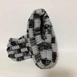 Gray and black crochet kids slippers